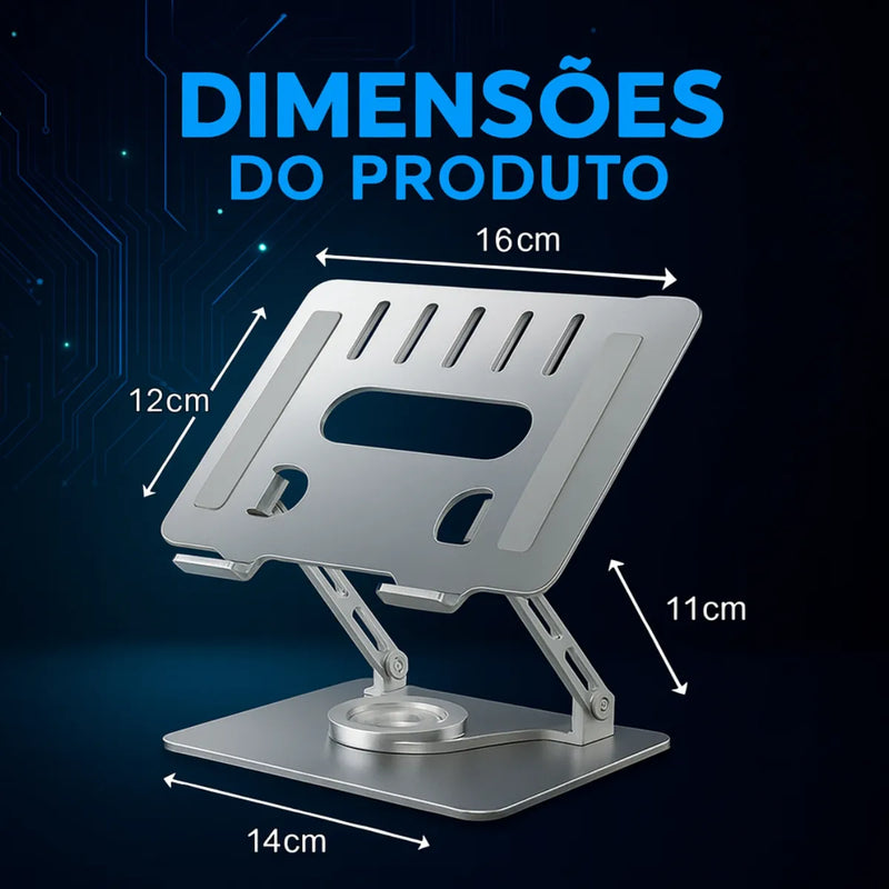 Suporte De Mesa Metal Para Tablet E Notebook Gira 360° Graus