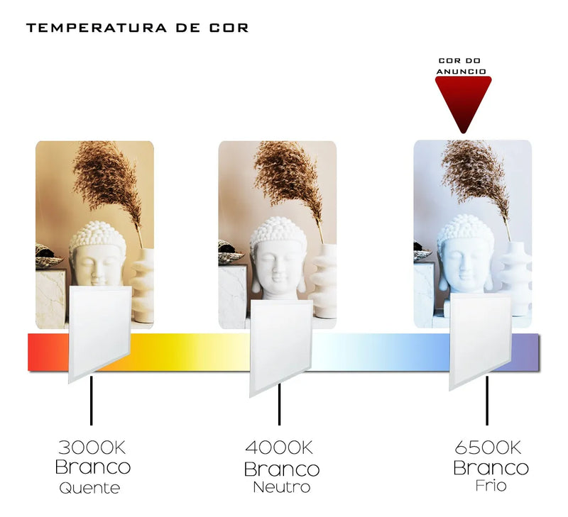 Kt5 Painel Led Quadrada Embutir 62x62 48w 6500k Branco Frio