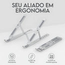Base Suporte Para PC Notebook Alumínio Portátil Articulado Dobrável Tablet Laptop Mesa Davely Cor Prateado