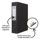 Pasta Fichário Ofício Az Registradora Largo Arquivo Kit 4un Grafite