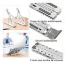 Base Suporte Para PC Notebook Alumínio Portátil Articulado Dobrável Tablet Laptop Mesa Davely Cor Prateado