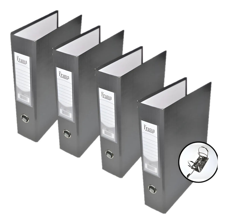 Pasta Fichário Ofício Az Registradora Largo Arquivo Kit 4un Grafite