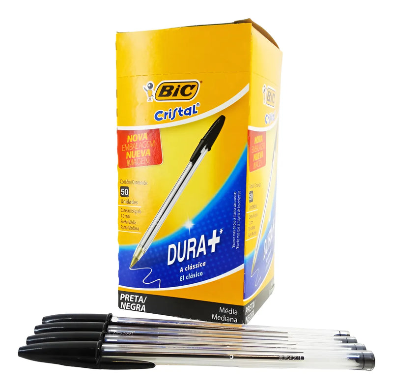 Caneta Bic Azul Esferográfica Cristal 50 Unidades 1.0 Mm Cx Cor do exterior Transparente