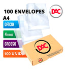 Saco Plastico Envelope Grosso 0,15 A4 Oficio 4 Furos 100 Un