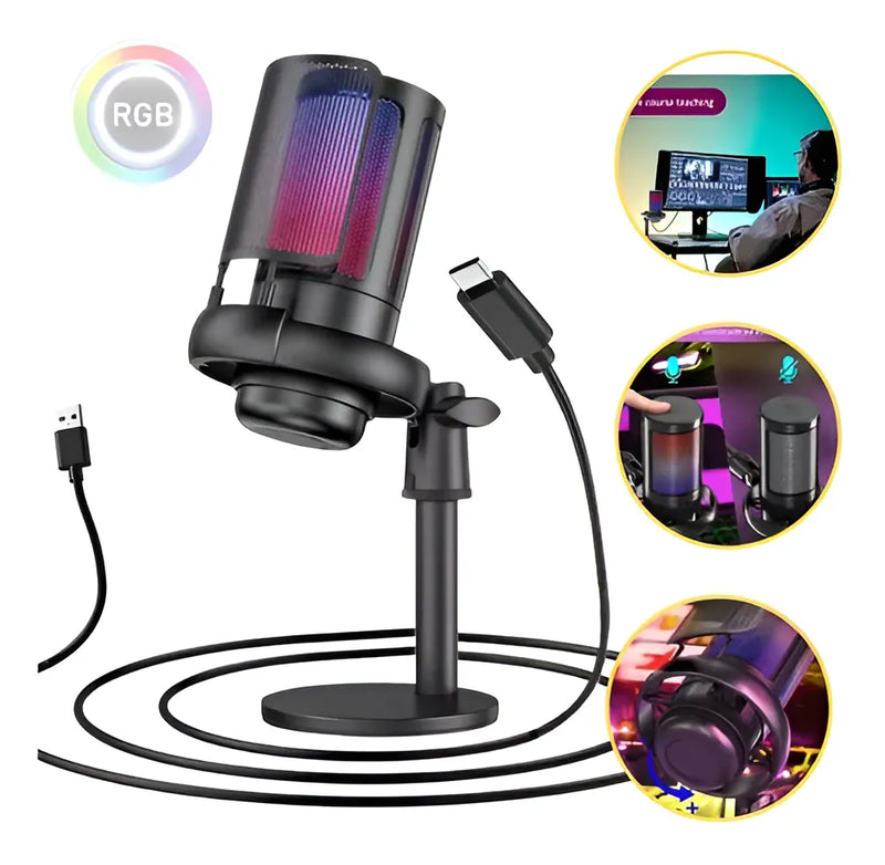 Microfone Gamer Condensador TOMATE Mt-1060r Me6s Profissional