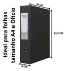 Pasta Fichário Ofício Az Registradora Largo Arquivo Kit 4un Grafite