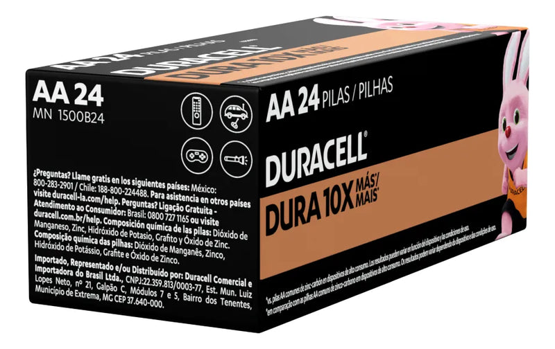Pilha Alcalina Aa Pequena Duracell Com 24 Unidades