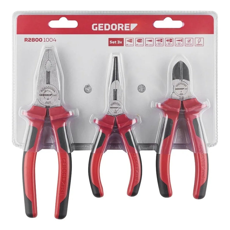 Jogo De Alicates Com 3 Peças 3301189 Gedore Red