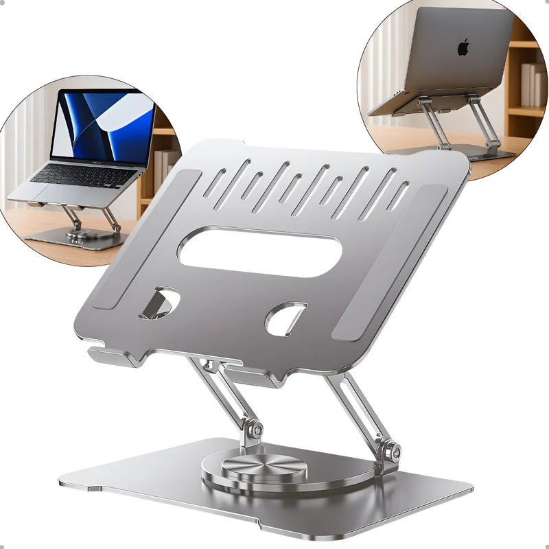 Suporte De Mesa Metal Para Tablet E Notebook Gira 360° Graus