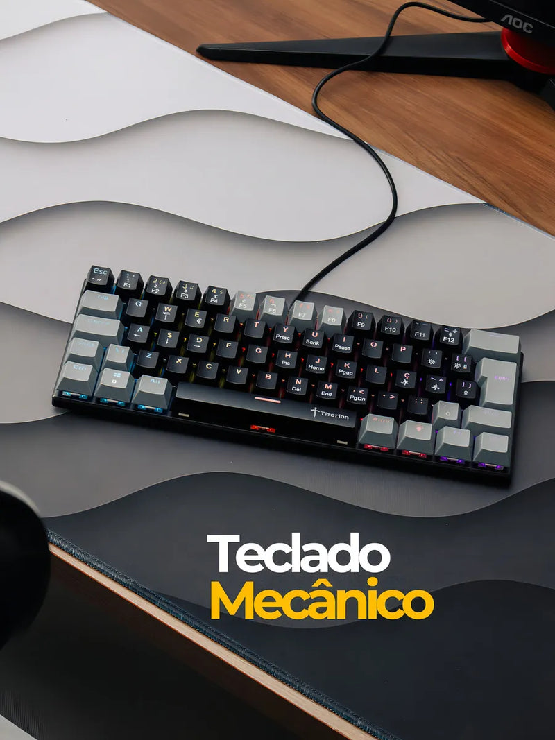 Teclado Mecânico Gamer 60% Switch Brow Red Pc Computador Switch Marron Português Brasil - Titorion