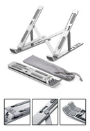 Base Suporte Para PC Notebook Alumínio Portátil Articulado Dobrável Tablet Laptop Mesa Davely Cor Prateado