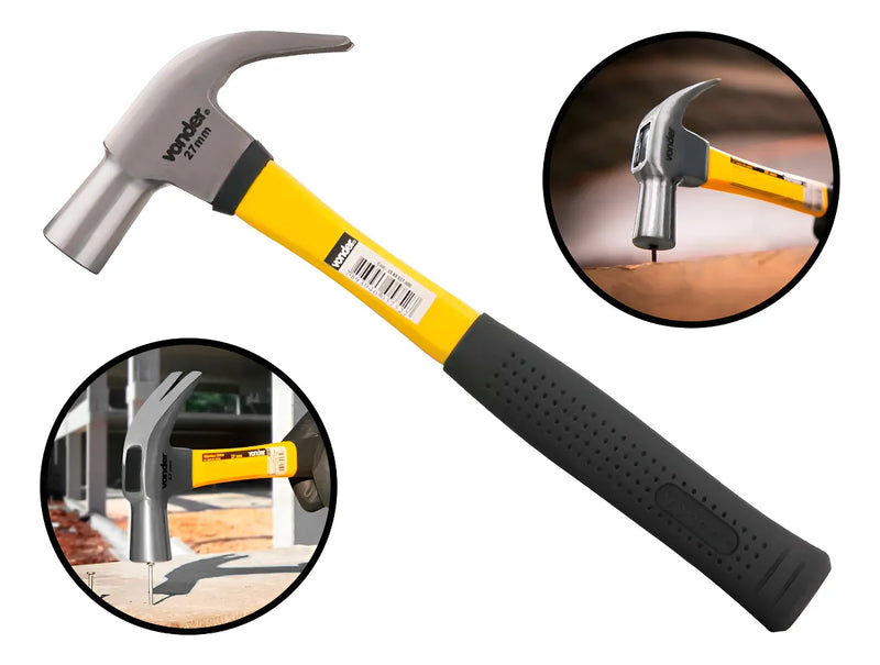 Martelo Unha 27 Mm Cabo De Fibra Emborrachada Vonder