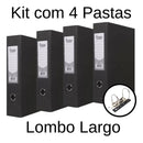 Pasta Fichário Ofício Az Registradora Largo Arquivo Kit 4un Grafite