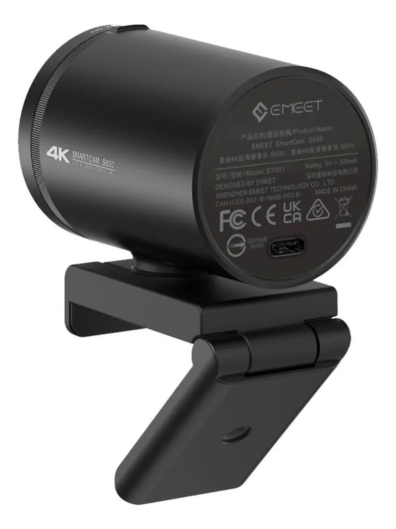 Webcam Emeet S600 Foco Automático 4k Full Hd 1080p 60fps Preto