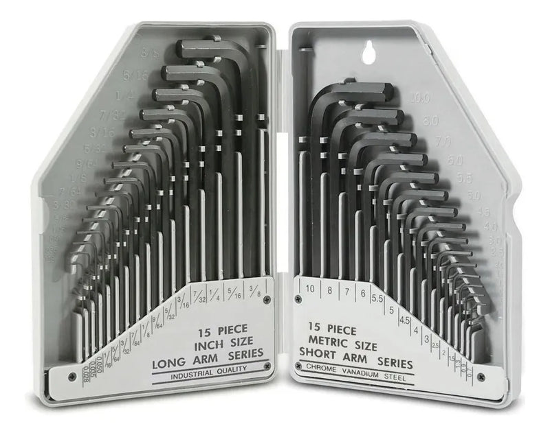 Kit Jogo Chaves Allen 30 Peças Milímetro E Polegada