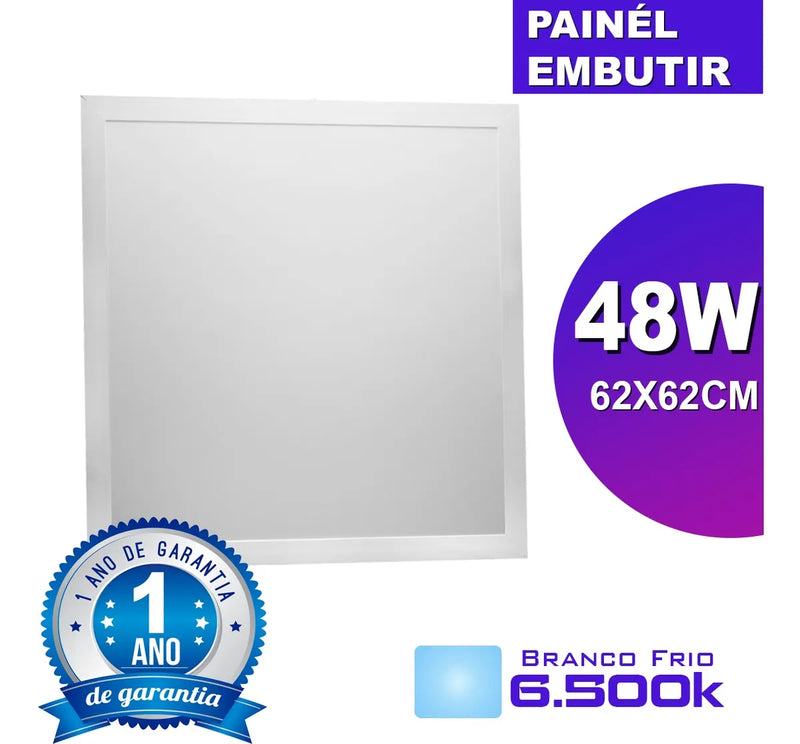 Kt5 Painel Led Quadrada Embutir 62x62 48w 6500k Branco Frio