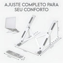 Base Suporte Para PC Notebook Alumínio Portátil Articulado Dobrável Tablet Laptop Mesa Davely Cor Prateado