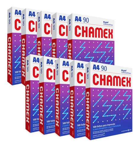 Papel A4 Sulfite Chamex Office 90g 210x297 Resma - 5000 Folhas-kit